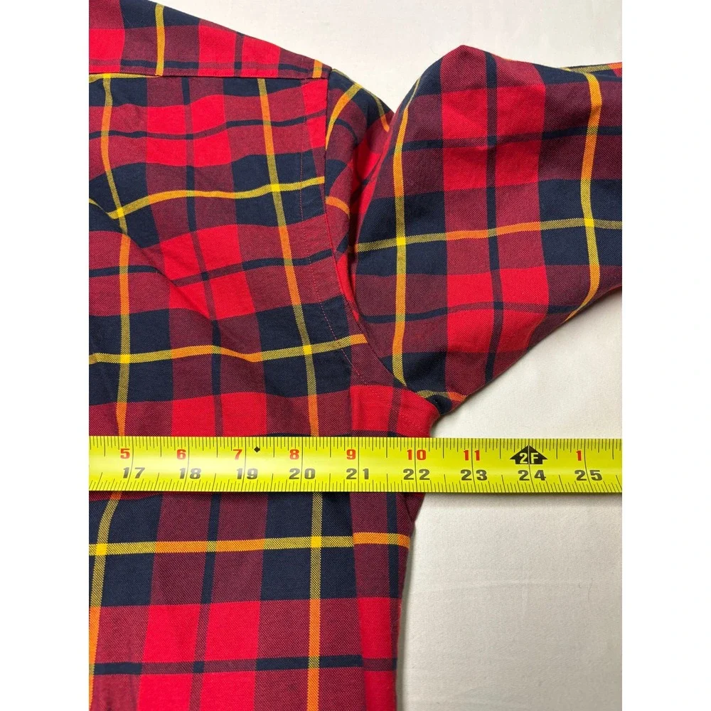 Polo Ralph Lauren Mens Classic Fit Red Navy Yellow Plaid Cotton Shirt Size M